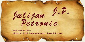 Julijan Petronić vizit kartica